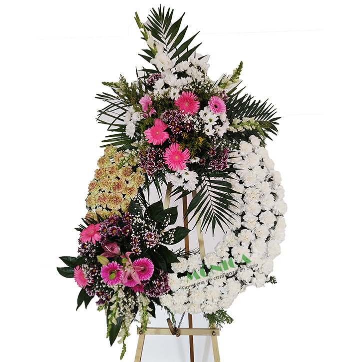 Corona funeral de dos cabezales variados