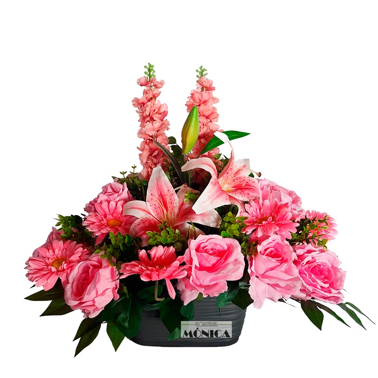 Jardinera Artificial Rosa