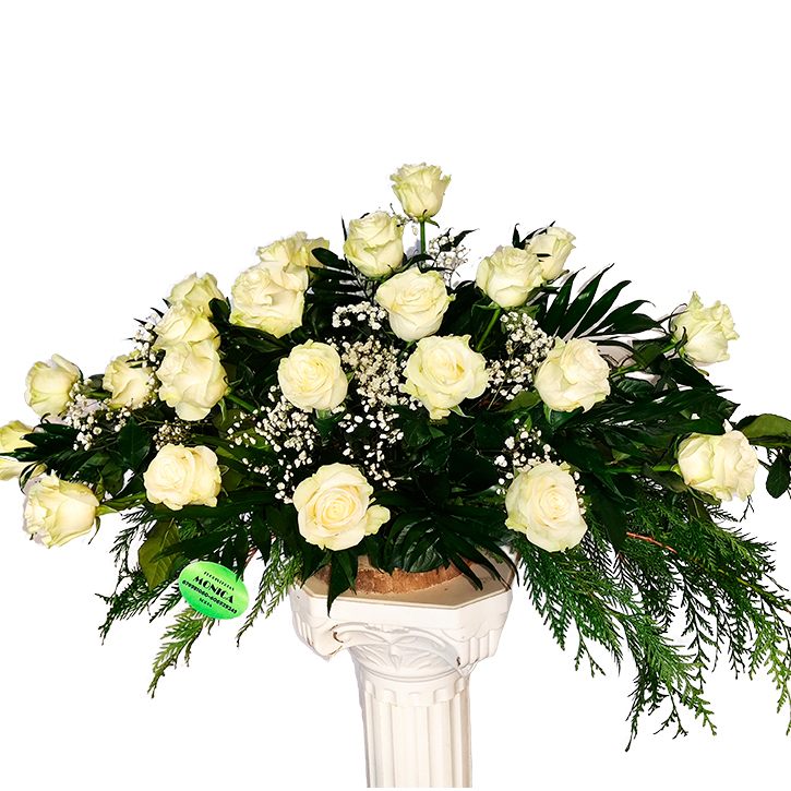 Almohadon funerario de rosas blancas